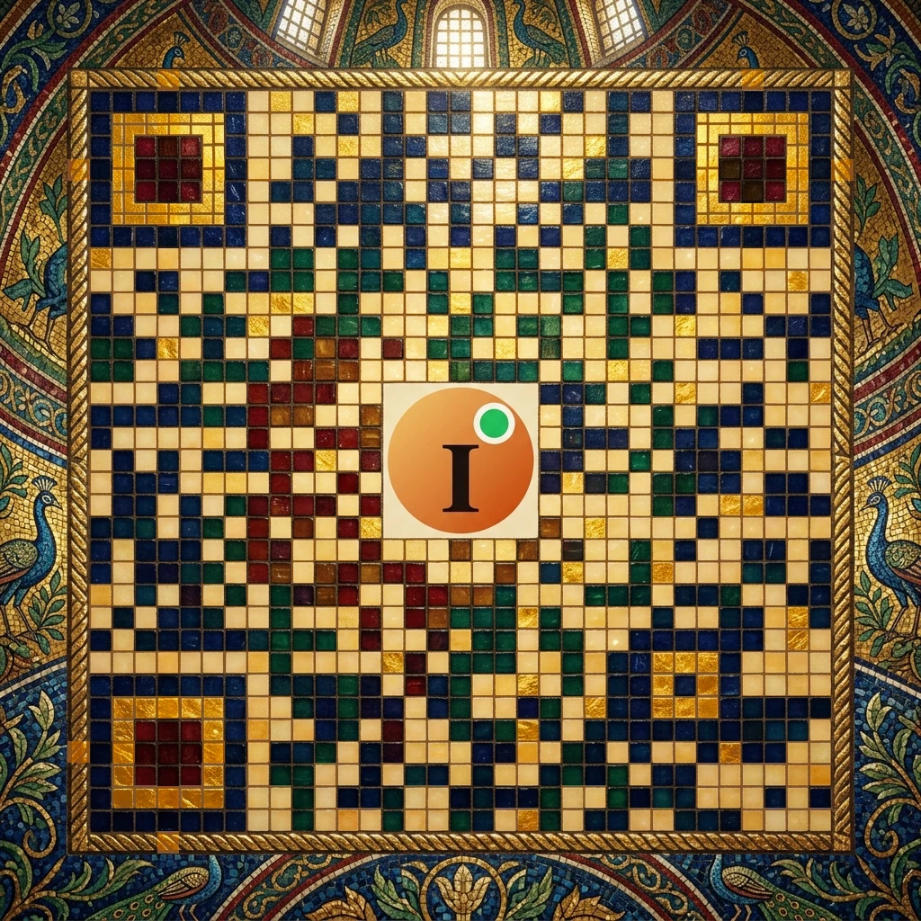 Full-picture QR code in a rich Byzantine gold mosaic style